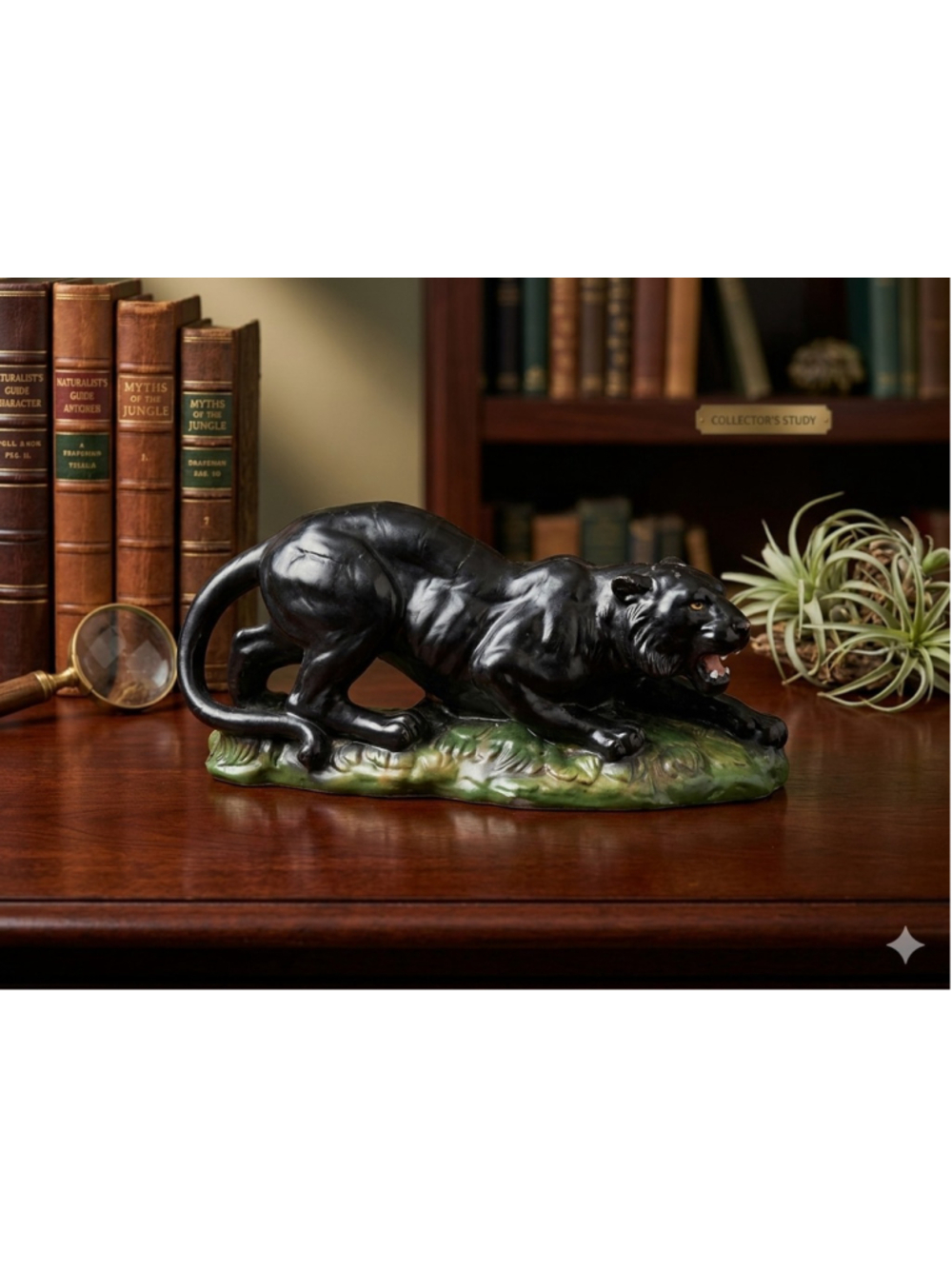 Vtg 1960s Black Panther Art Candle Unburned Mid-Century Modern Stalking Jaguar